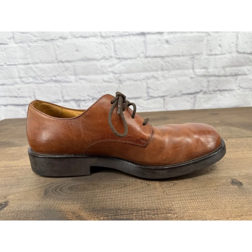 Lands End Mens Brown Leather Lace Up Oxford Dress Shoes Size 10D Classic Capsule
